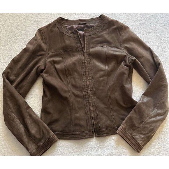 In suede - chocolate brown Y2K women’s jacket SIZE S - Picture 3 of 7